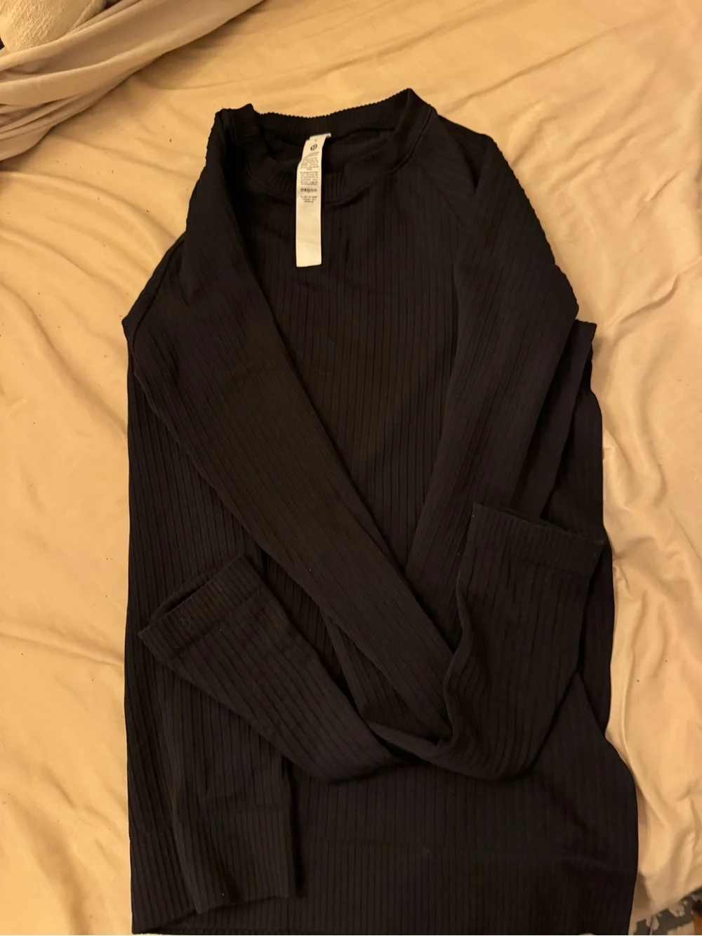 lululemon athletica Black Ribbed Slim Long Sleeve Top